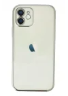 Mey İthalat®   iPhone 12 Kılıf  Lensli Silikon - Gümüş