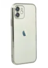 Mey İthalat®   iPhone 12 Kılıf  Lensli Silikon - Gümüş
