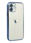 Mey İthalat®   iPhone 12 Kılıf  Lensli Silikon - Lacivert