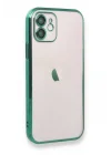 Mey İthalat®   iPhone 12 Kılıf  Lensli Silikon - Yeşil