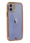 Mey İthalat®   iPhone 12 Kılıf Liva Taşlı Silikon - Pembe