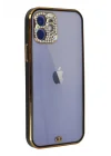 Mey İthalat®   iPhone 12 Kılıf Liva Taşlı Silikon - Siyah