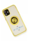 Mey İthalat®  iPhone 12 Kılıf Montreal Yüzüklü Silikon Kapak - Sarı