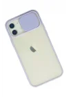 Mey İthalat®  iPhone 12 Kılıf Palm Buzlu Kamera Sürgülü Silikon - Lila