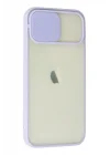Mey İthalat®  iPhone 12 Kılıf Palm Buzlu Kamera Sürgülü Silikon - Lila