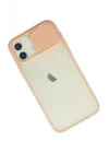 Mey İthalat®  iPhone 12 Kılıf Palm Buzlu Kamera Sürgülü Silikon - Pembe