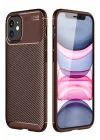 Mey İthalat®   iPhone 12 Mini Kılıf Auto Focus Karbon Kapak - Kahverengi