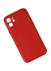 Mey İthalat®  iPhone 12 Mini Kılıf Coco Deri Silikon Kapak - Kırmızı