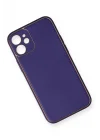 Mey İthalat®  iPhone 12 Mini Kılıf Coco Deri Silikon Kapak - Mor