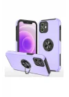 Mey İthalat®  iPhone 12 Mini Kılıf Elit Yüzüklü Kapak - Mor