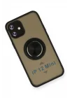 Mey İthalat®  iPhone 12 Mini Kılıf Montreal Yüzüklü Silikon Kapak - Siyah