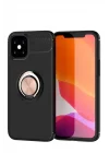 Mey İthalat®   iPhone 12 Mini Kılıf Range Yüzüklü Silikon - Siyah-Gold