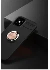 Mey İthalat®   iPhone 12 Mini Kılıf Range Yüzüklü Silikon - Siyah-Gold