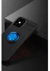 Mey İthalat®   iPhone 12 Mini Kılıf Range Yüzüklü Silikon - Siyah-Mavi