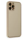 Mey İthalat®  iPhone 12 Pro Kılıf Coco Deri Silikon Kapak - Gold