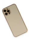 Mey İthalat®  iPhone 12 Pro Kılıf Coco Deri Silikon Kapak - Gold