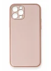 Mey İthalat®  iPhone 12 Pro Kılıf Coco Deri Silikon Kapak - Pembe