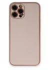 Mey İthalat®   iPhone 12 Pro Kılıf Coco Deri Silikon Kapak - Pudra