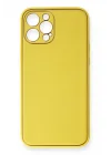 Mey İthalat®  iPhone 12 Pro Kılıf Coco Deri Silikon Kapak - Sarı