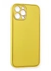 Mey İthalat®  iPhone 12 Pro Kılıf Coco Deri Silikon Kapak - Sarı