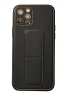 Mey İthalat®   iPhone 12 Pro Kılıf Coco Deri Standlı Kapak - Siyah