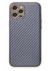 Mey İthalat®  iPhone 12 Pro Kılıf Coco Karbon Silikon - Gri
