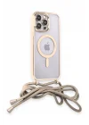 Mey İthalat®   iPhone 12 Pro Kılıf Divo Lazer Askılı Magsafe Kapak - Gold