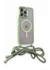 Mey İthalat®   iPhone 12 Pro Kılıf Divo Lazer Askılı Magsafe Kapak - Koyu Yeşil
