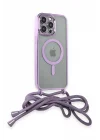 Mey İthalat®  iPhone 12 Pro Kılıf Divo Lazer Askılı Magsafe Kapak - Lila