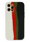 Mey İthalat®   iPhone 12 Pro Kılıf Ebruli Lansman Silikon - Beyaz-Siyah