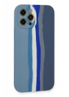 Mey İthalat®   iPhone 12 Pro Kılıf Ebruli Lansman Silikon - Mavi-Gri