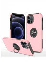 Mey İthalat®  iPhone 12 Pro Kılıf Elit Yüzüklü Kapak - Pembe