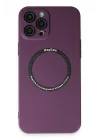 Mey İthalat®  iPhone 12 Pro Kılıf Jack Magneticsafe Lens Silikon - Mürdüm
