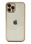 Mey İthalat®   iPhone 12 Pro Kılıf  Lensli Silikon - Gold