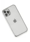 Mey İthalat®   iPhone 12 Pro Kılıf  Lensli Silikon - Gümüş