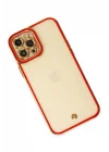 Mey İthalat®  iPhone 12 Pro Kılıf Liva Lens Silikon - Kırmızı