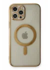 Mey İthalat®  iPhone 12 Pro Kılıf Magneticsafe Lazer Silikon - Gold