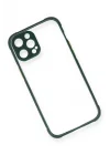 Mey İthalat®   iPhone 12 Pro Kılıf Miami Şeffaf Silikon - Koyu Yeşil