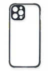 Mey İthalat®   iPhone 12 Pro Kılıf Miami Şeffaf Silikon - Lacivert