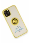 Mey İthalat®  iPhone 12 Pro Kılıf Montreal Yüzüklü Silikon Kapak - Sarı