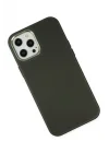 Mey İthalat®  iPhone 12 Pro Max Kılıf Asya Deri Silikon - Koyu Yeşil