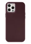 Mey İthalat®  iPhone 12 Pro Max Kılıf Asya Deri Silikon - Mürdüm
