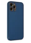 Mey İthalat®  iPhone 12 Pro Max Kılıf Coco Deri Silikon Kapak - Açık Mavi