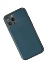 Mey İthalat®  iPhone 12 Pro Max Kılıf Coco Deri Silikon Kapak - Mavi