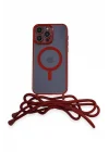 Mey İthalat®  iPhone 12 Pro Max Kılıf Divo Lazer Askılı Magsafe Kapak - Kırmızı