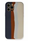 Mey İthalat®   iPhone 12 Pro Max Kılıf Ebruli Lansman Silikon - Lacivert-Krem