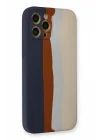 Mey İthalat®   iPhone 12 Pro Max Kılıf Ebruli Lansman Silikon - Lacivert-Krem