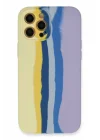 Mey İthalat®  iPhone 12 Pro Max Kılıf Ebruli Lansman Silikon - Sarı-Lila
