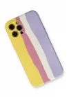 Mey İthalat®   iPhone 12 Pro Max Kılıf Ebruli Lansman Silikon - Sarı-Mavi