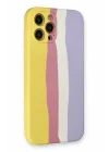 Mey İthalat®   iPhone 12 Pro Max Kılıf Ebruli Lansman Silikon - Sarı-Mavi